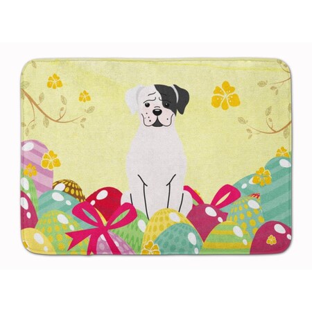 Carolines Treasures Easter Eggs White Boxer Cooper Machine Washable Memory Foam Mat BB6114RUG